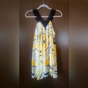 Lily White Black/White/Yellow Sleeveless Tunic Size Small